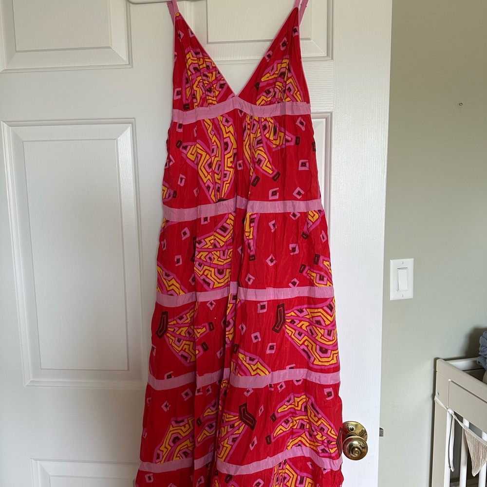 FARM Rio Vibrant Red and Pink Maxi Dress